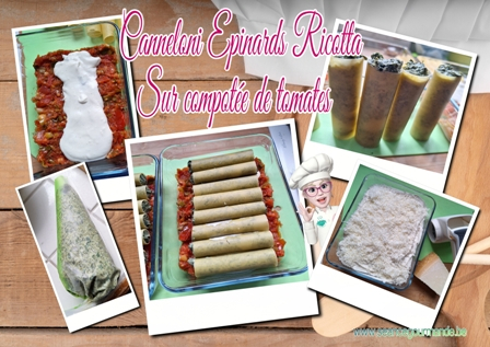 Cannelloni épinards Ricotta sur Compotée de tomates